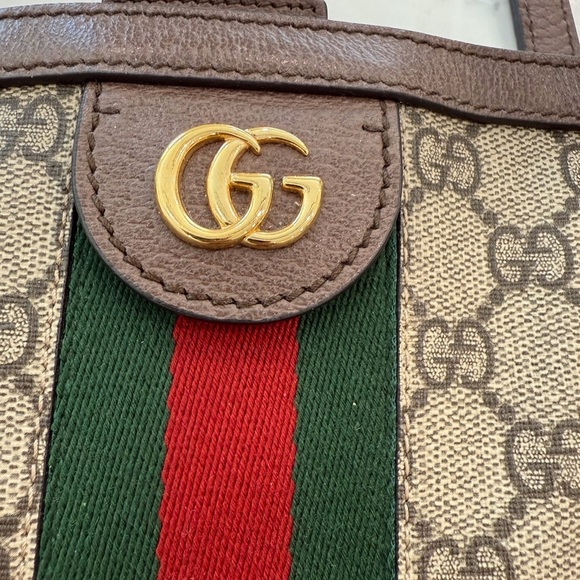 Gucci Ophidia GG Medium Shopper coated canvas leather trim Tote 100% AUTHENTIC!! - Picture 4 of 12